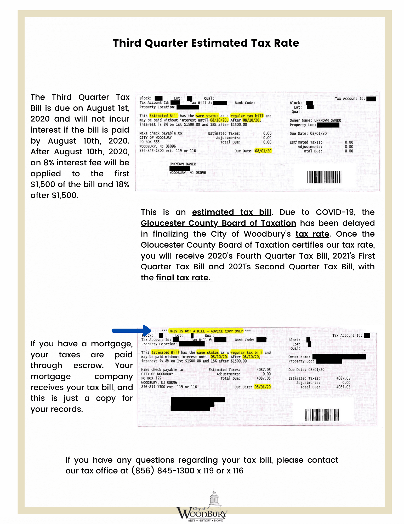 Third Quarter Tax Bill