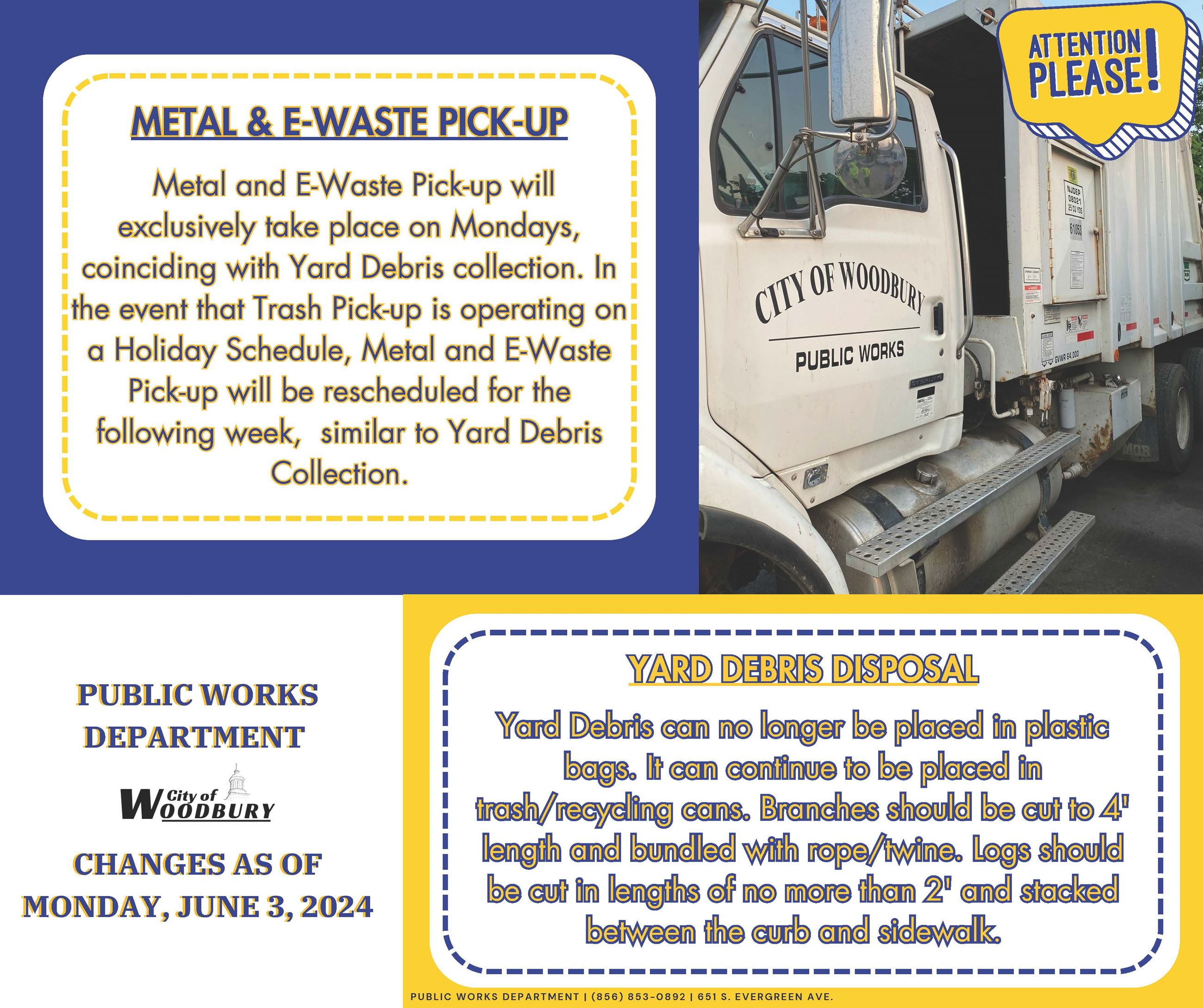 Public Works Metal and E-Waste Pick Up Update