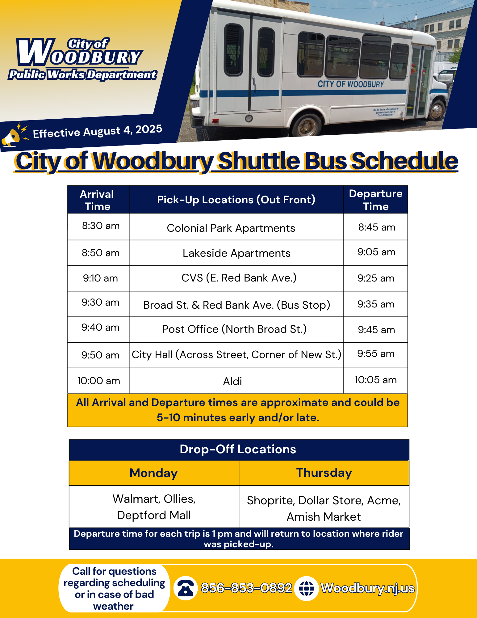 Shuttle Bus Schedule - Updated 04012025