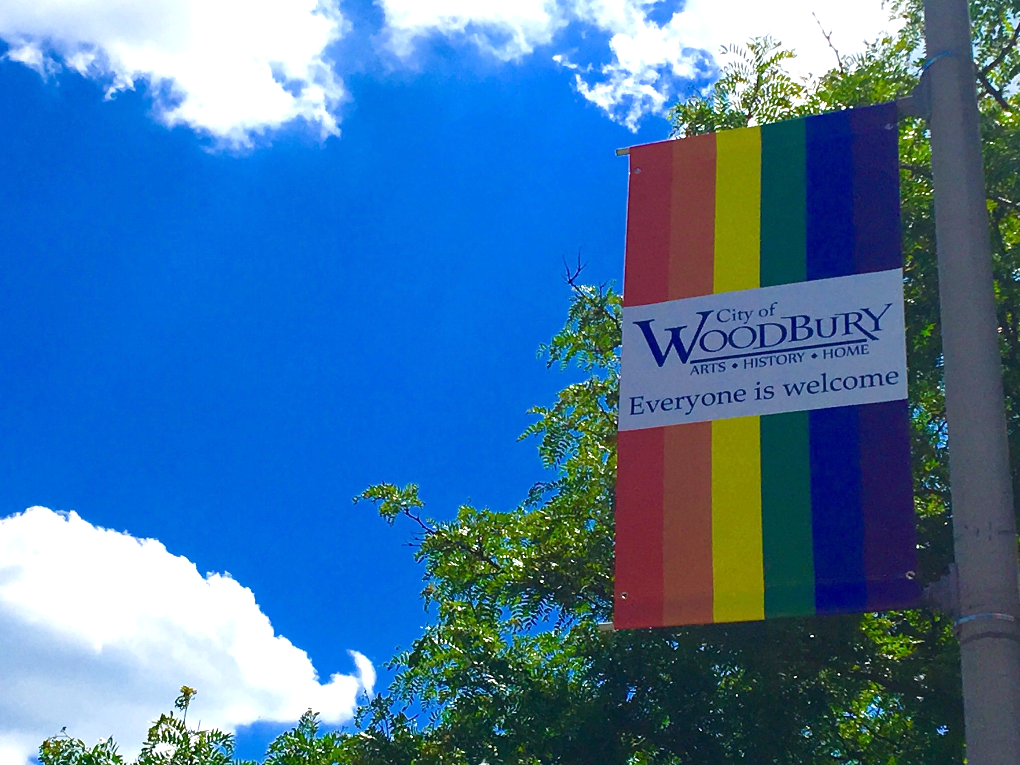Rainbow Banner Welcomes Residents
